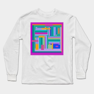 Magenta Corridors graphic design in deep pink orange blue green purple Long Sleeve T-Shirt